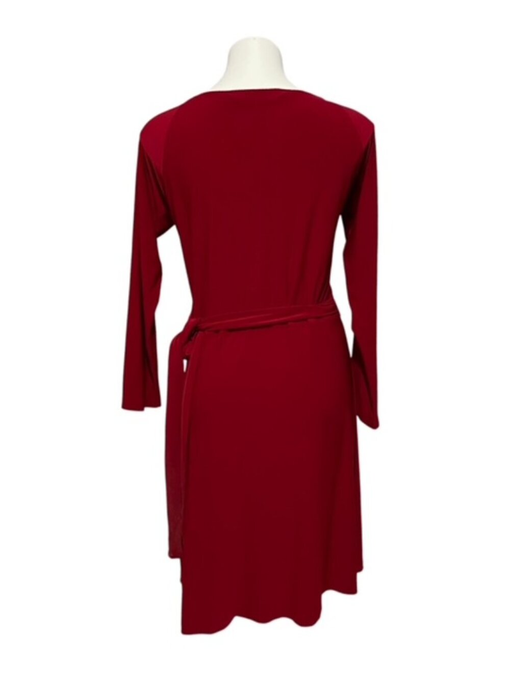 Norma Kamali XL Red Long Sleeve Sweetheart Neck Wrap Dress - Picture 3 of 6